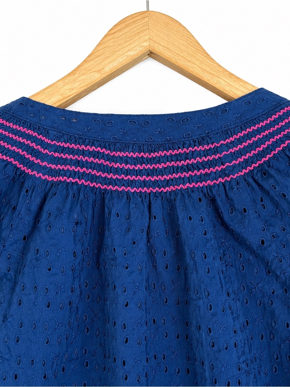 Lilly Pulitzer Lucee Navy Pink Embroidered Eyelet Shift Dress, Size Medium - Picture 8 of 9
